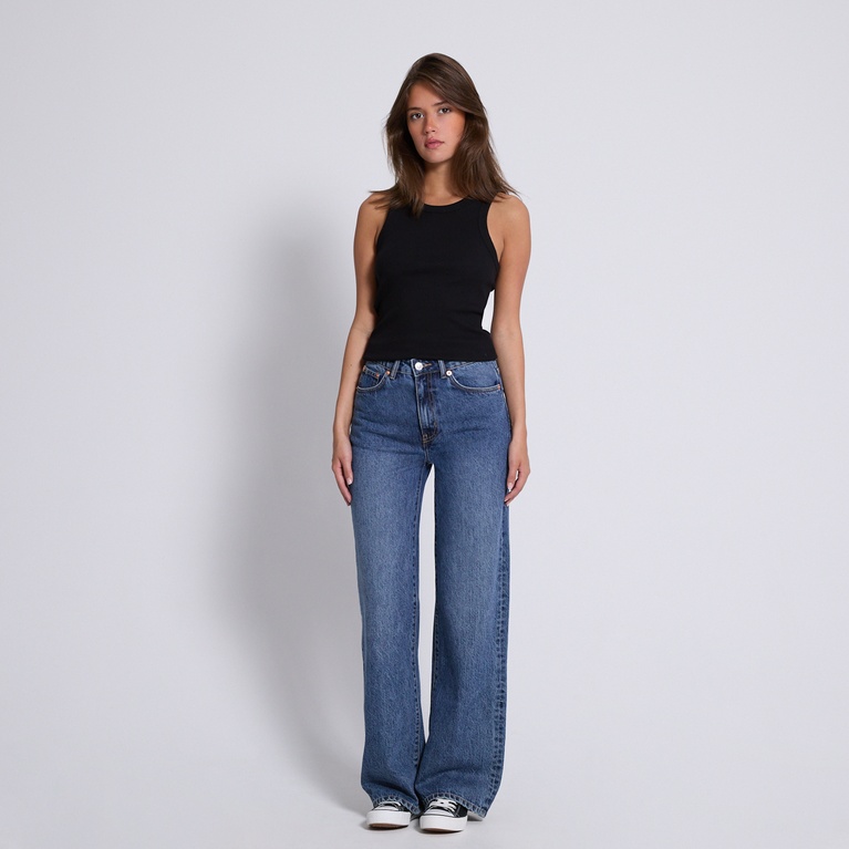 High waist wide jeans "Boulevard" Mid wash